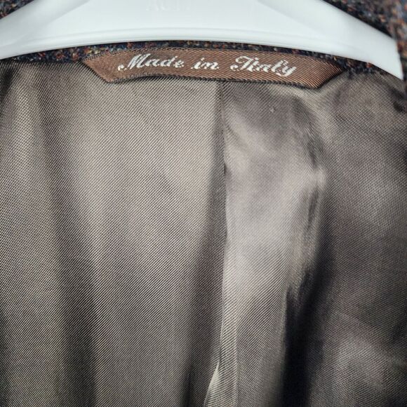 CANALI Wool 46L (us) 56 (Eu) Dark Brown Check Sport Coat Blazer Jacket long - Picture 6 of 9